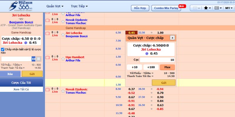 Các bước tham gia cược quần vợt tại RR88
